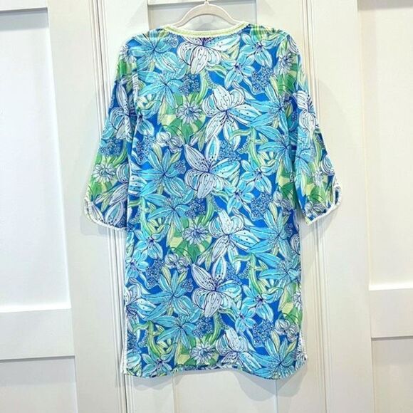 Lilly Pulitzer Women’s Small Pick of the Bunch Caftan Blue Midi Dress Cotton - Picture 6 of 10